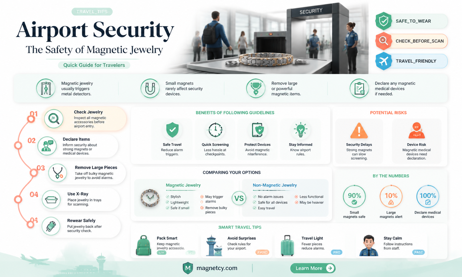 are magnetic bracelets and necklaces safe in airport security
