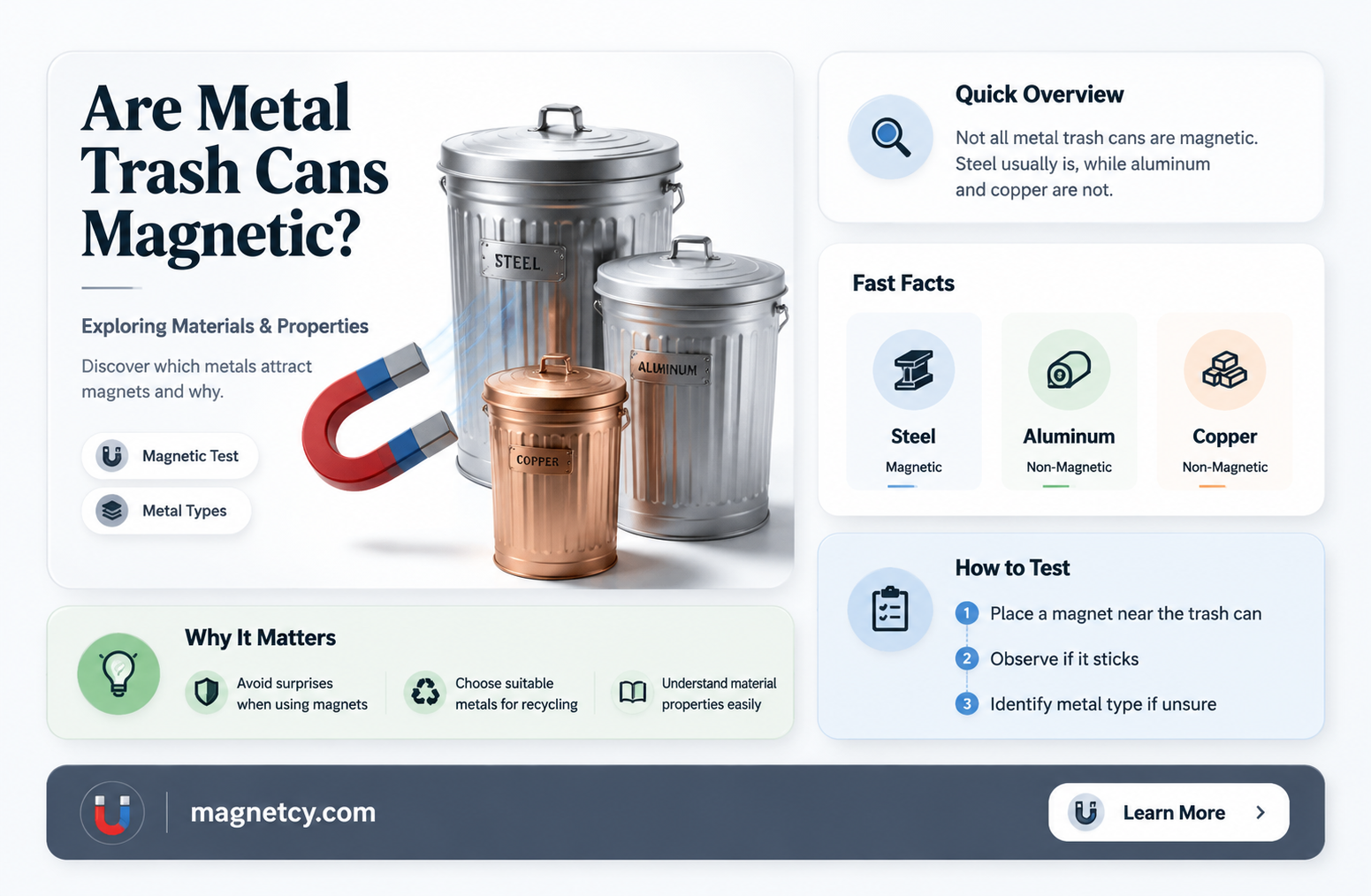 are metal trash cans magnetic