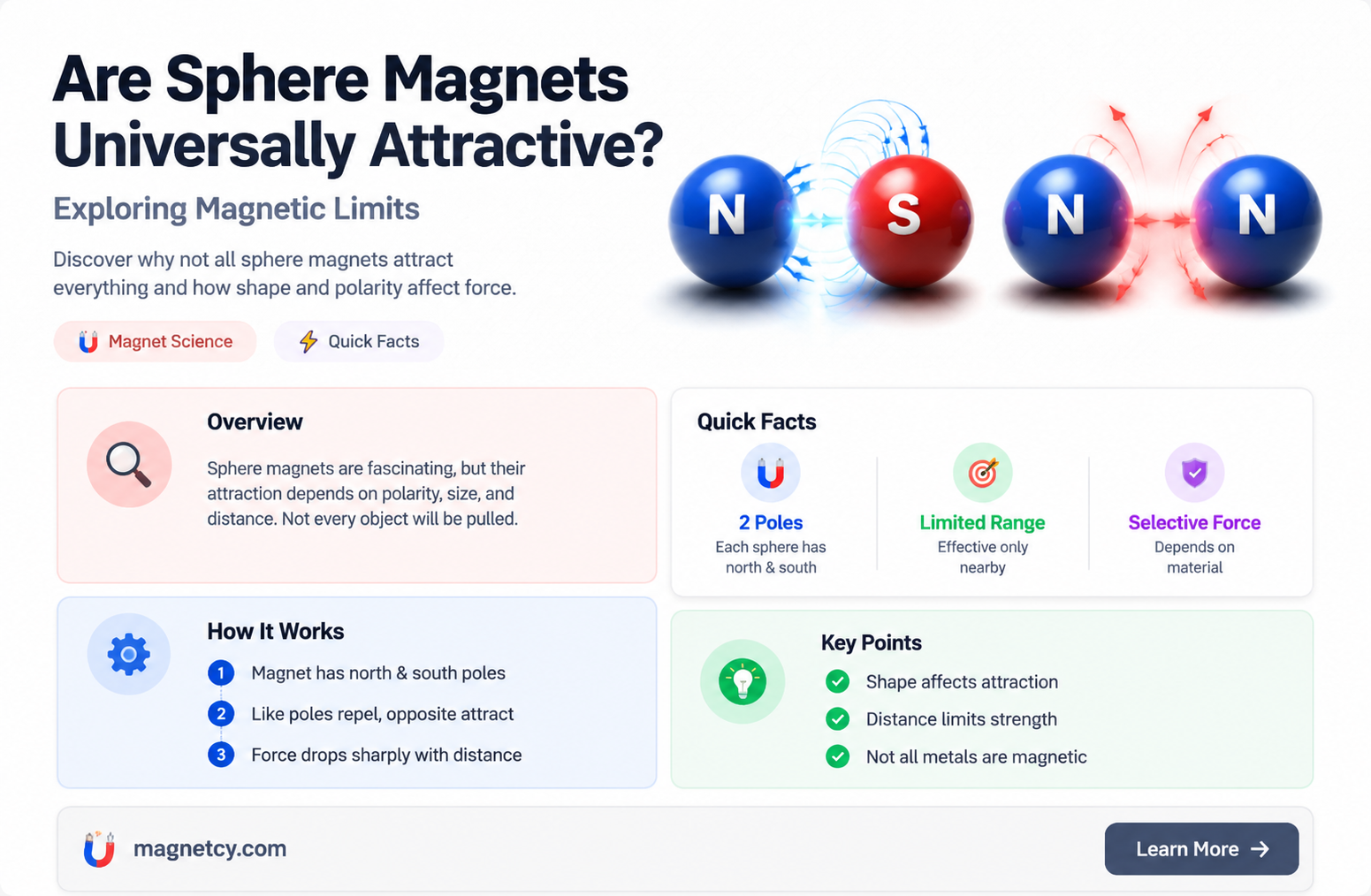 are sphere magnets univerally attractive