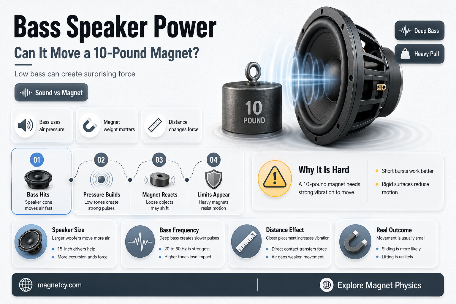 can a bass speaker move a 10 lb magnet