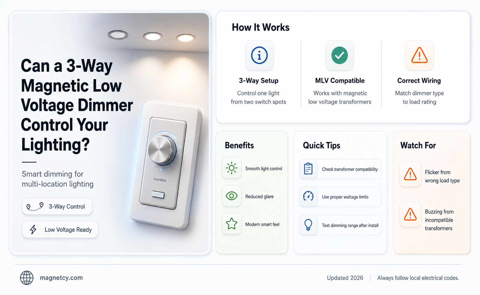 can a 3 way magnetic low voltage dimmer