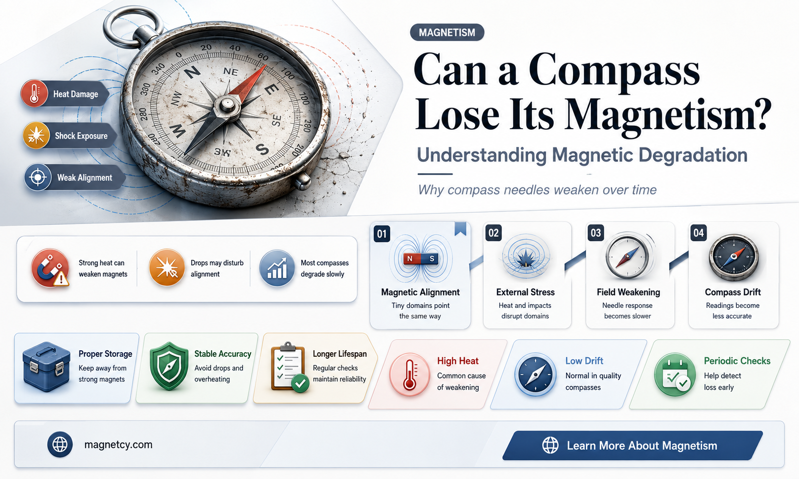 can a compass lose its magnetism