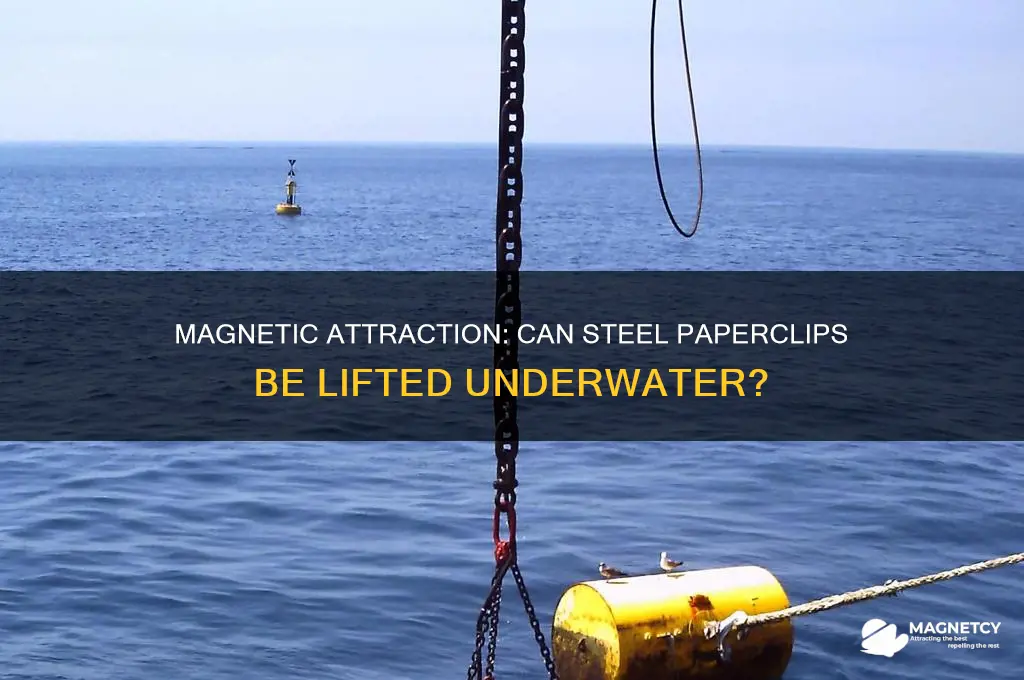 can a magnet pick up steel paperclips in water