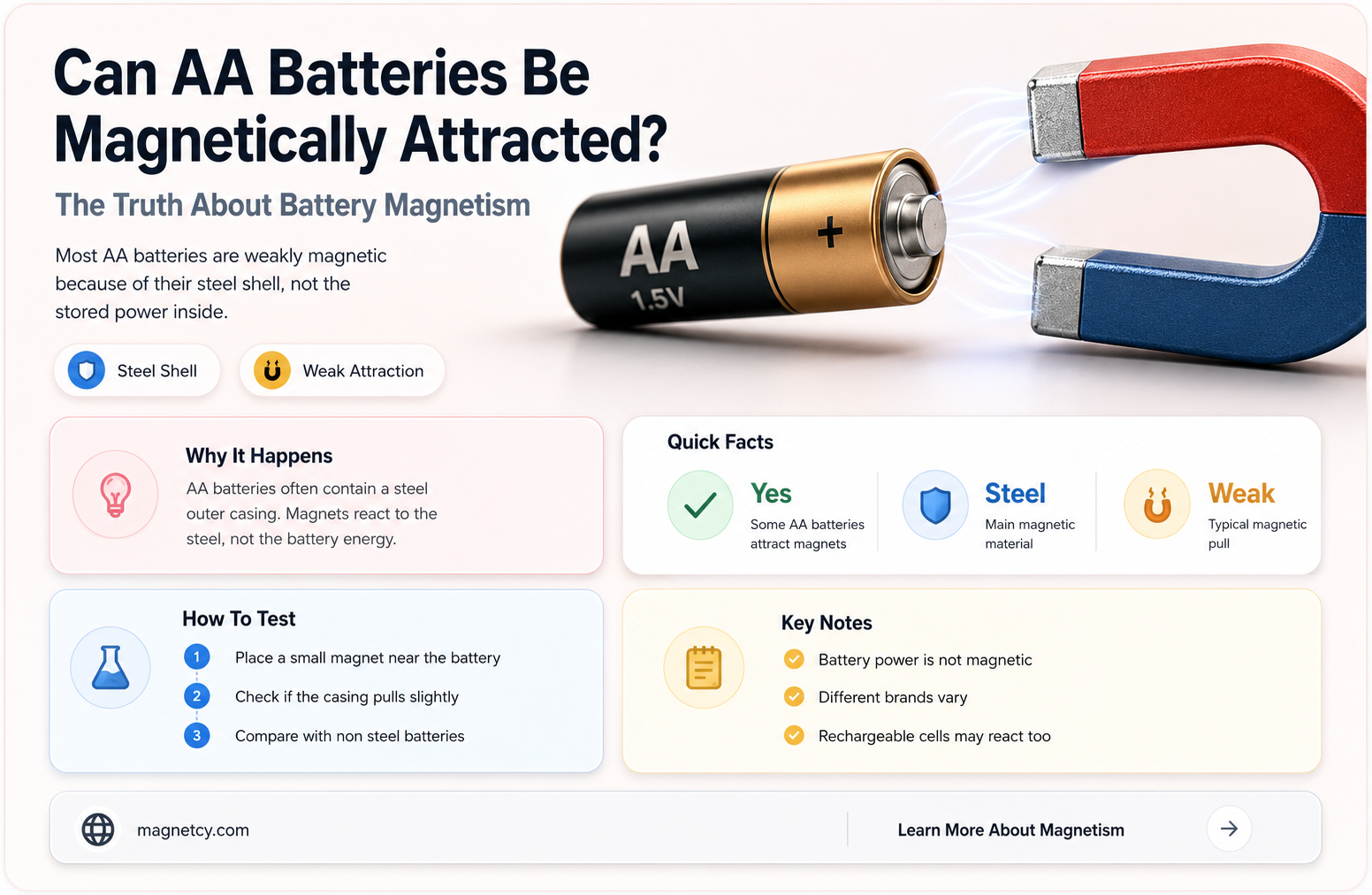 can aa batteries be picked up with a magnet