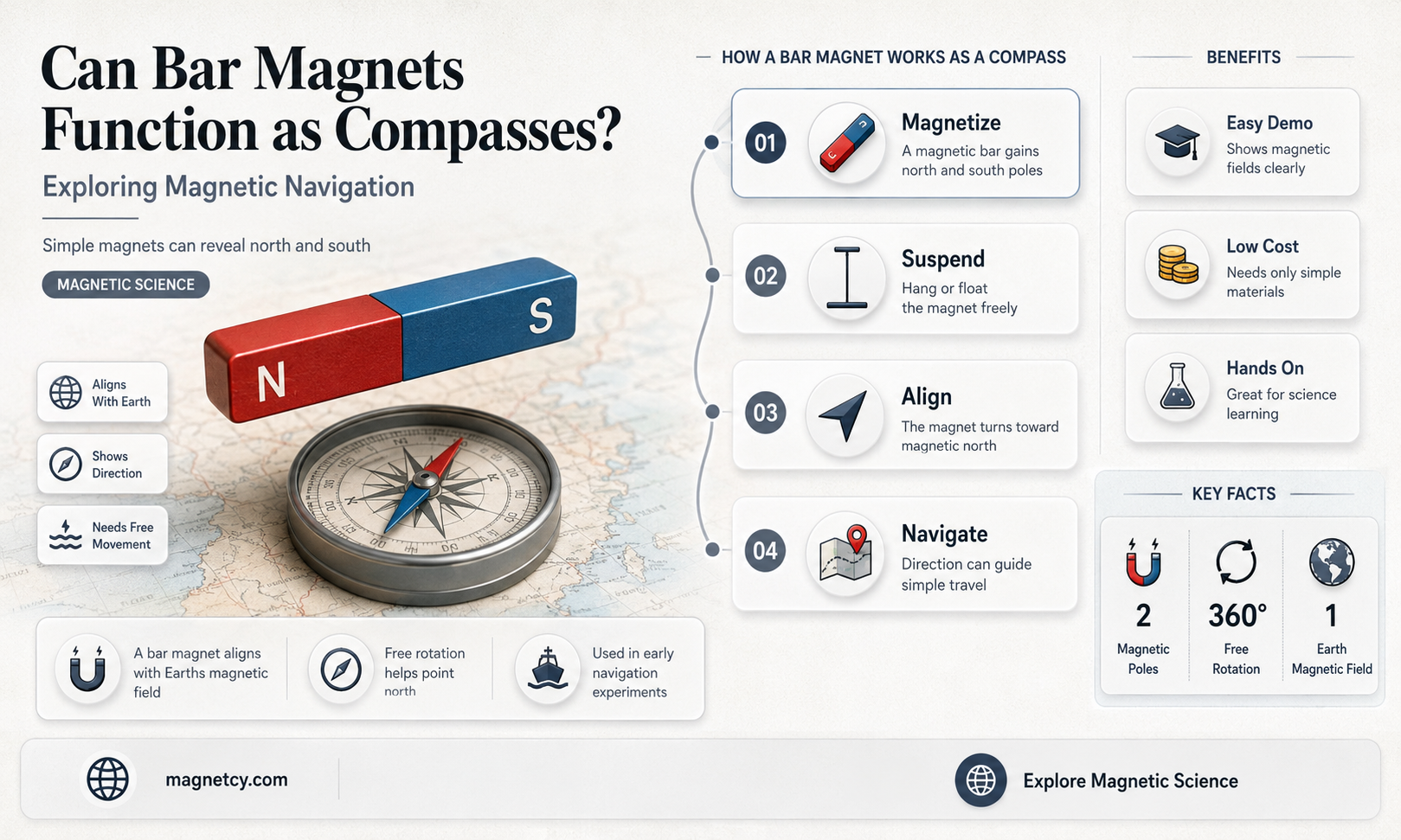 can a bar magnet work like a compass