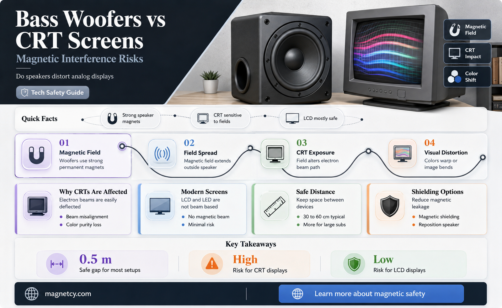 can a bass woofer magnetize analog monitor screen