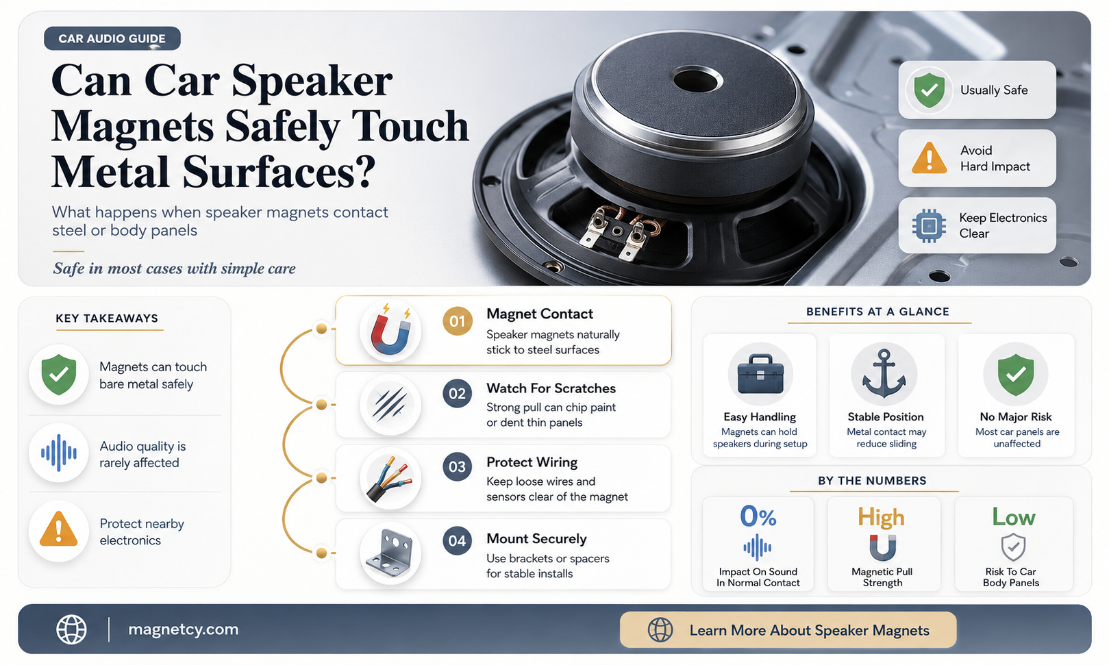 can a car speaker magnet sit against metal