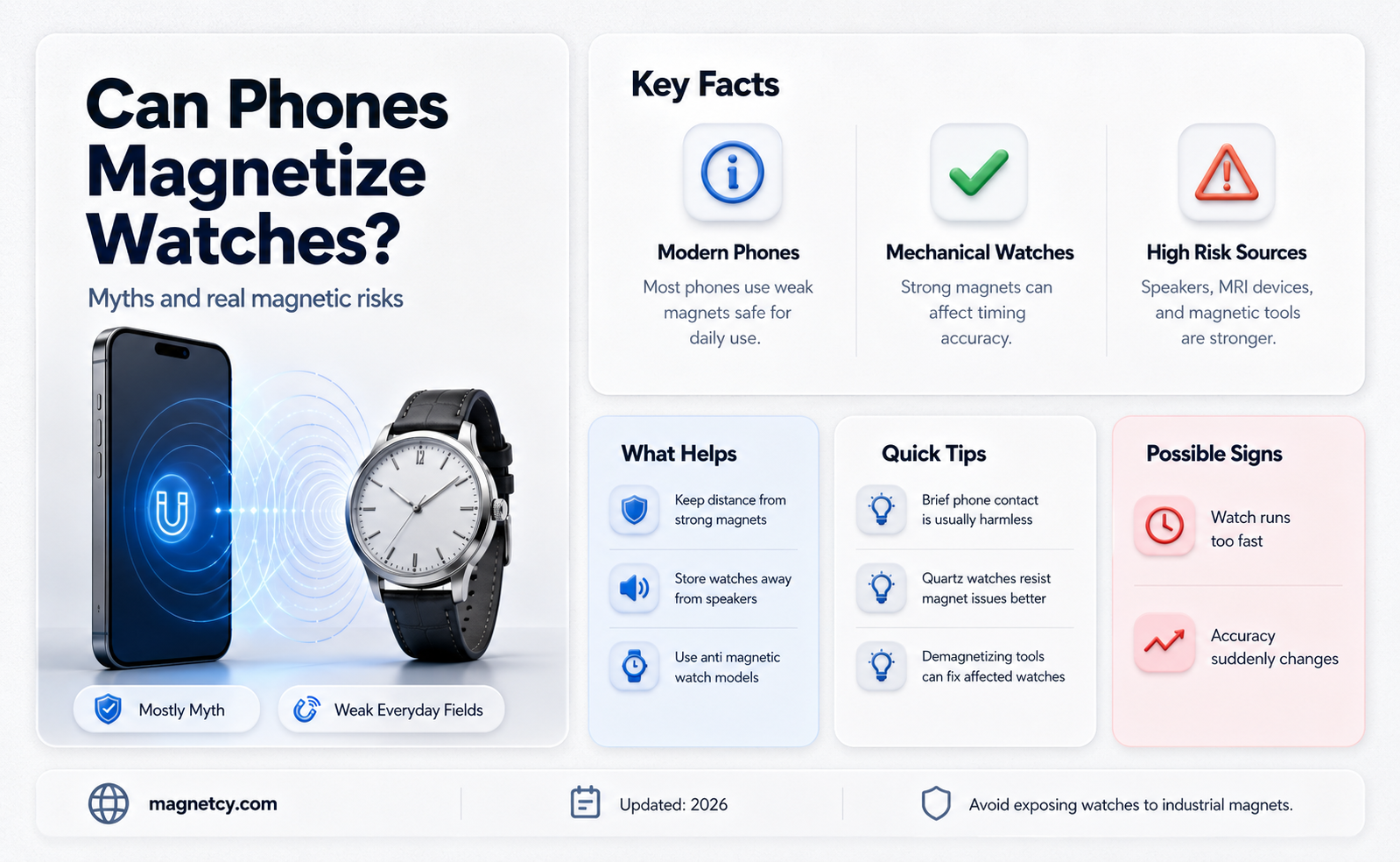 can a cell phone magnetize a watch