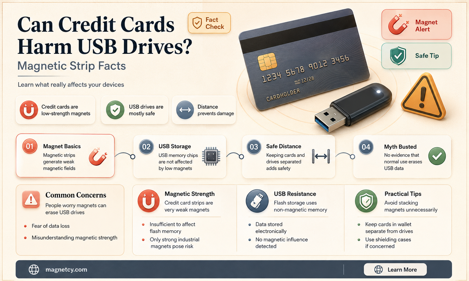 can a credit card magnetic strip damage a usb drive