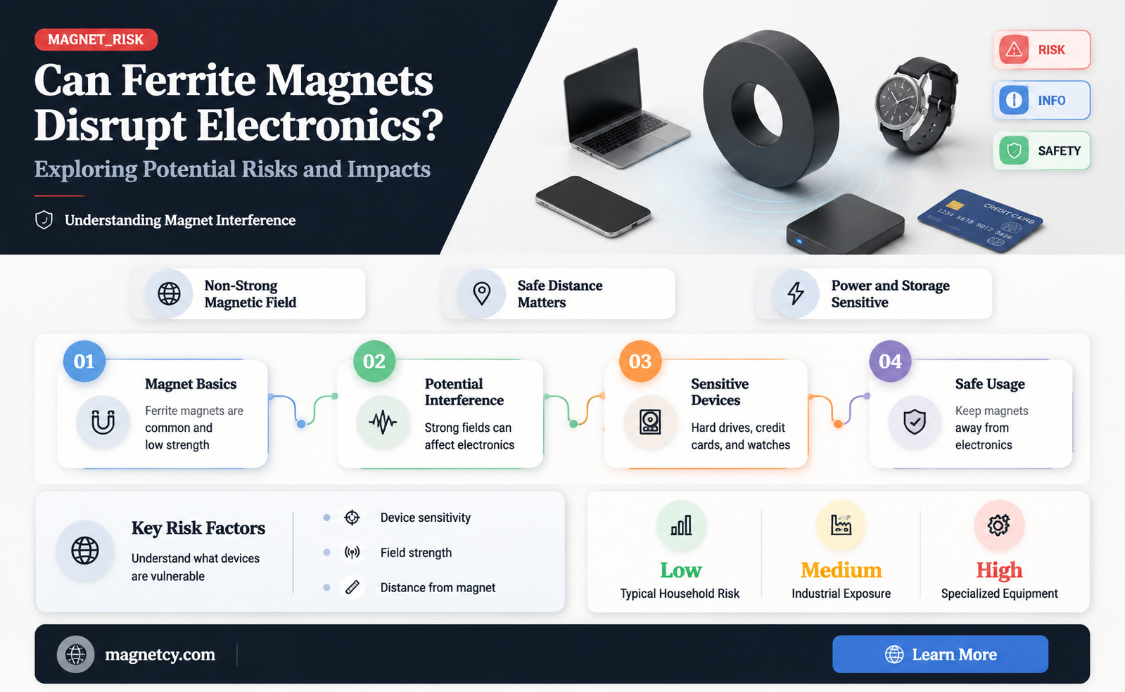 can a ferrite magnet disrupt electronics
