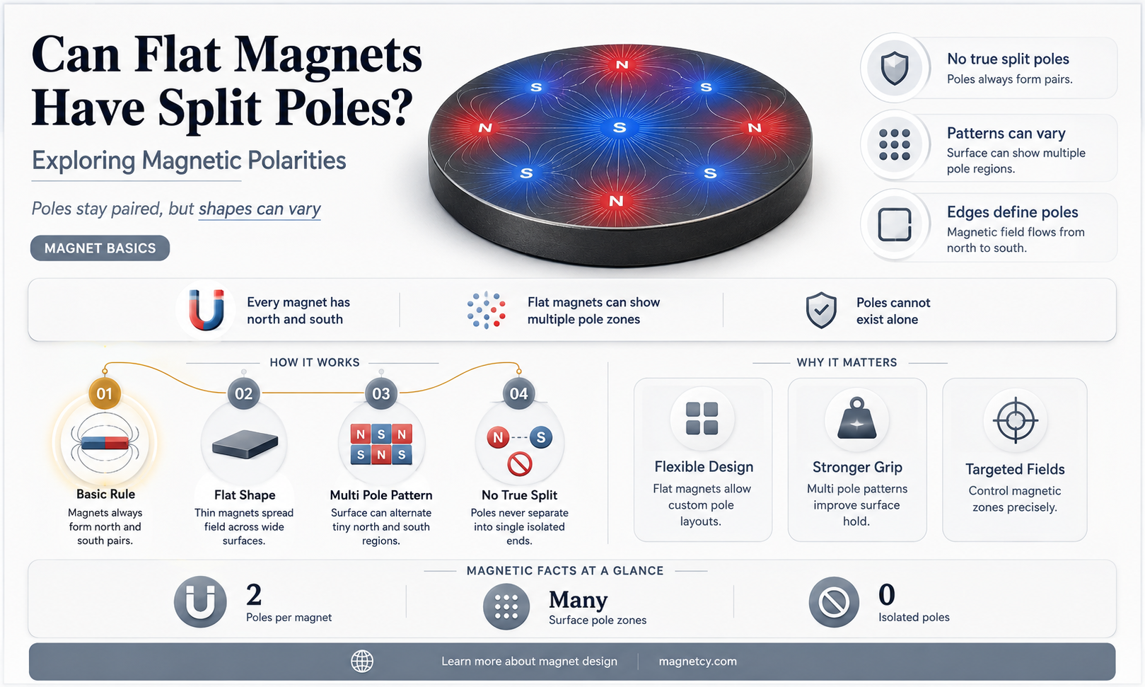 can a flat magnet have split poles