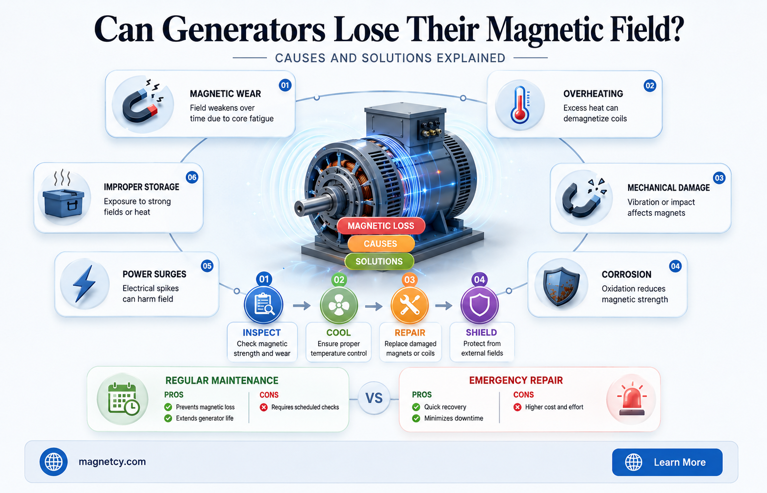 can a generator lose its magnetic field