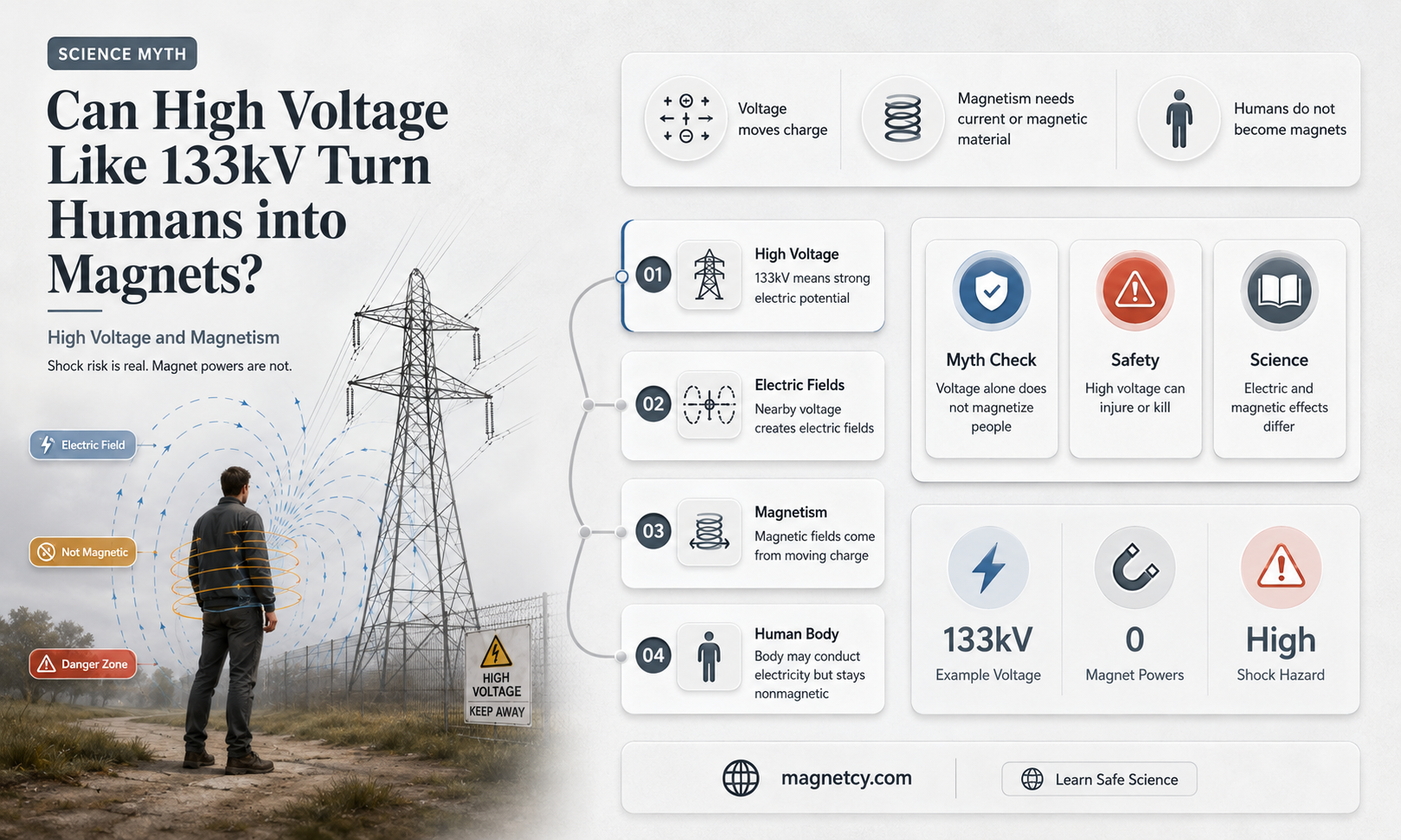 can 133k voltage can human line magnet