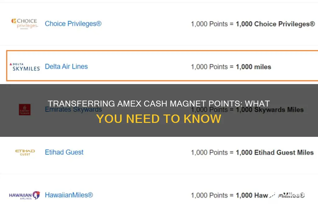 can i transfer points from amex cash magnet