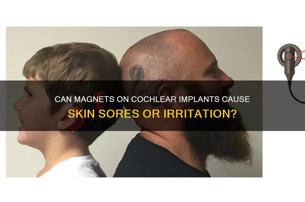 can magnet on head for cochler cause sores