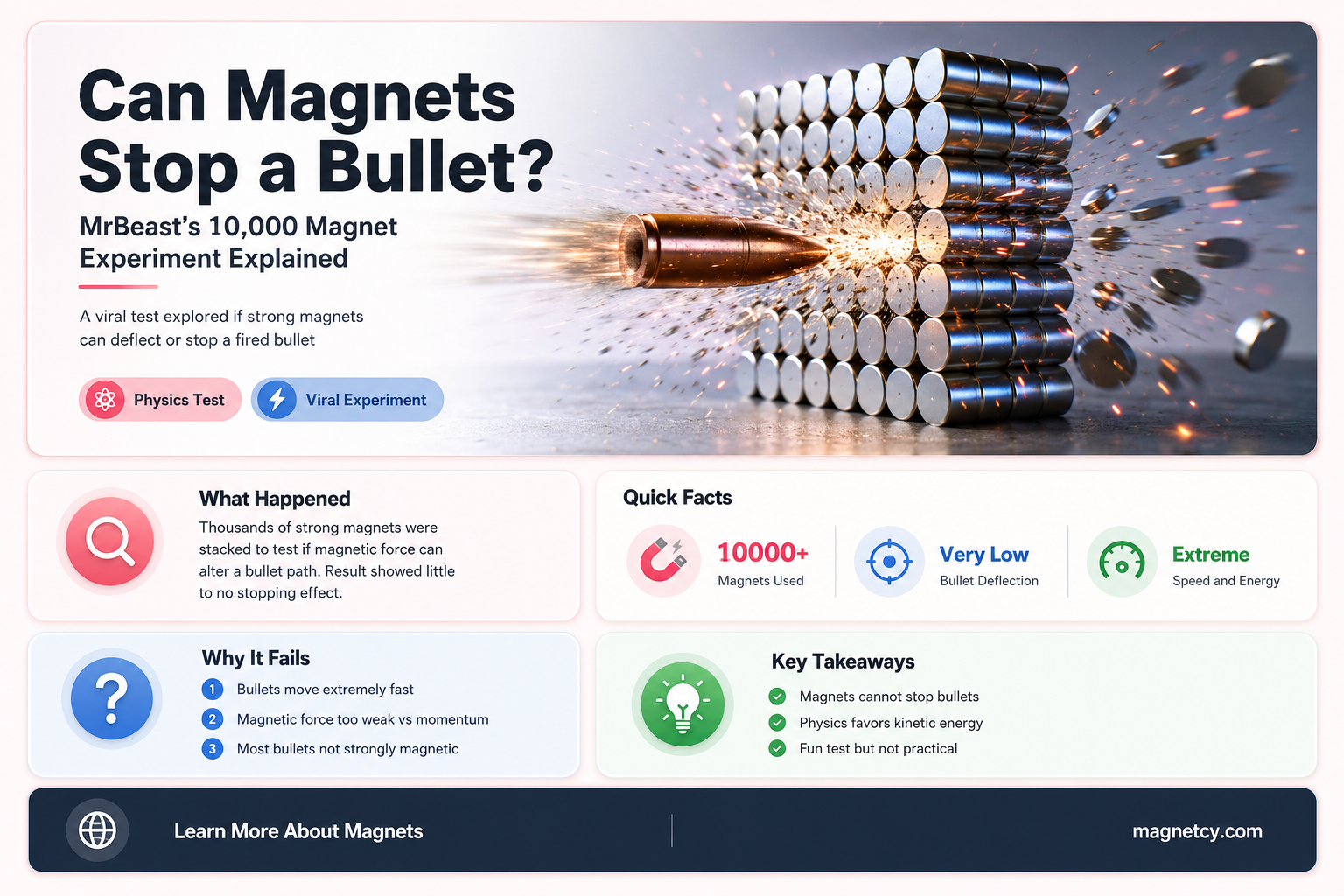 can 10000 magnets stop a bullet mr beast