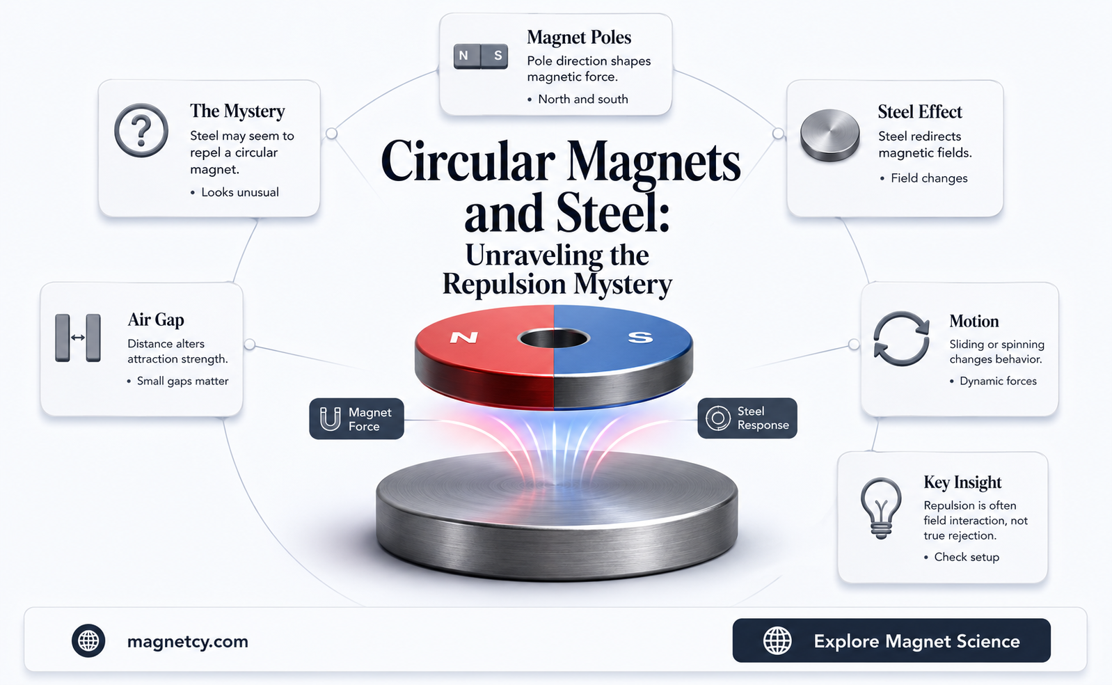 can a circular magnet repel steel that runs through it