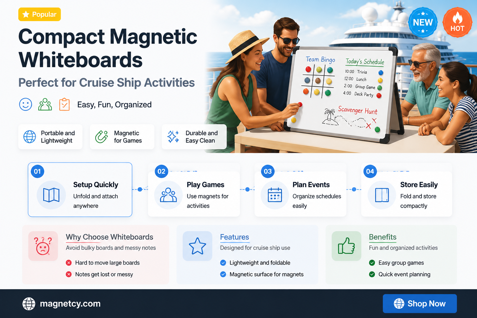 are there small white boards that are magnetic for cruises