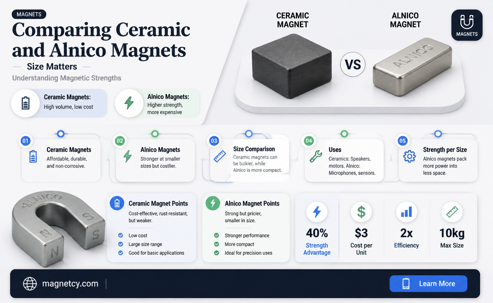 are ceramic magnets bigger or smaller than alnico