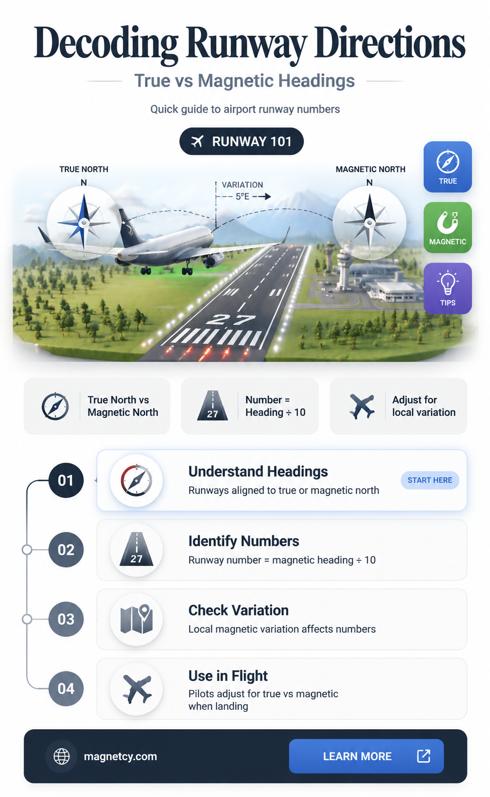 are runways orientated to true or magnetic headings
