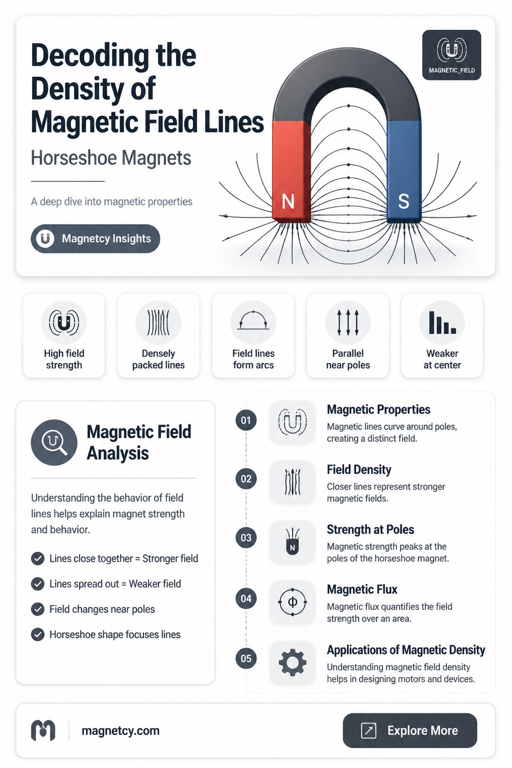 are horseshoe magnets magnetic field lines dense