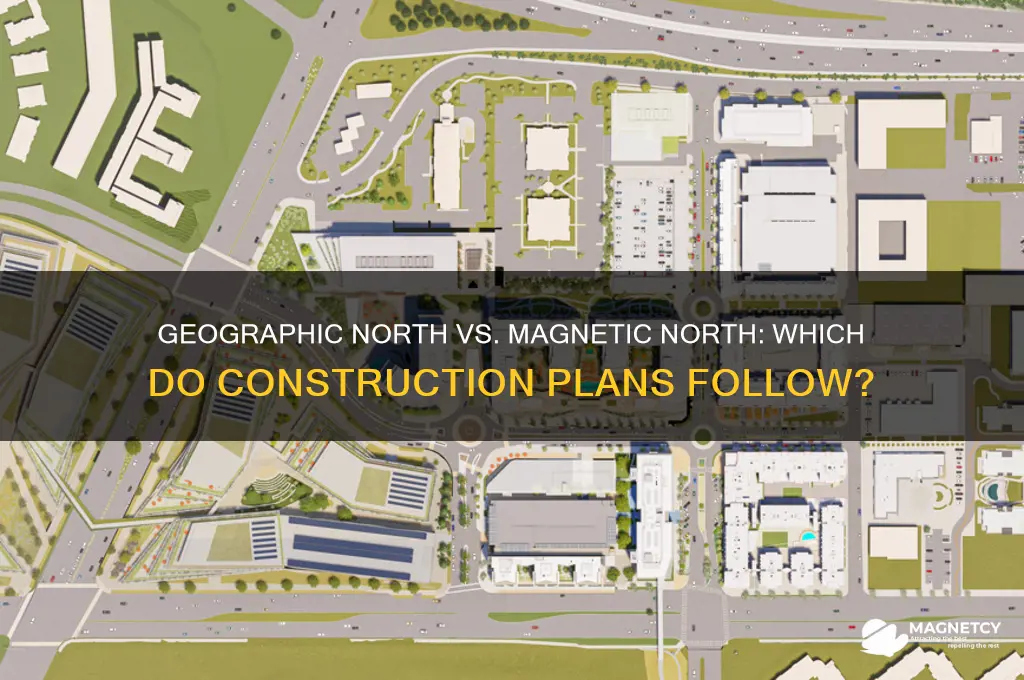 do constructions plans use geographic north or magnetic north