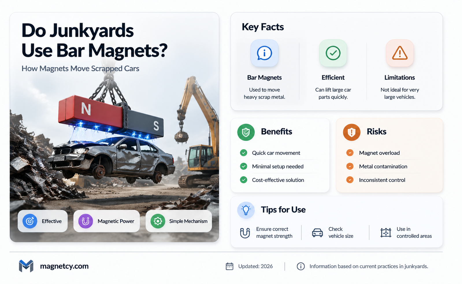 are bar magnets used to move cars in junkyards