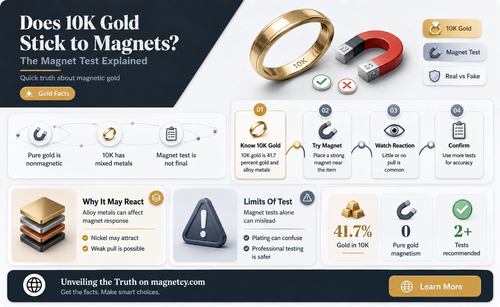can 10 k gold stick to a magnet
