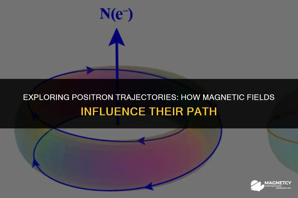 does the positron track bends in a magnetic field
