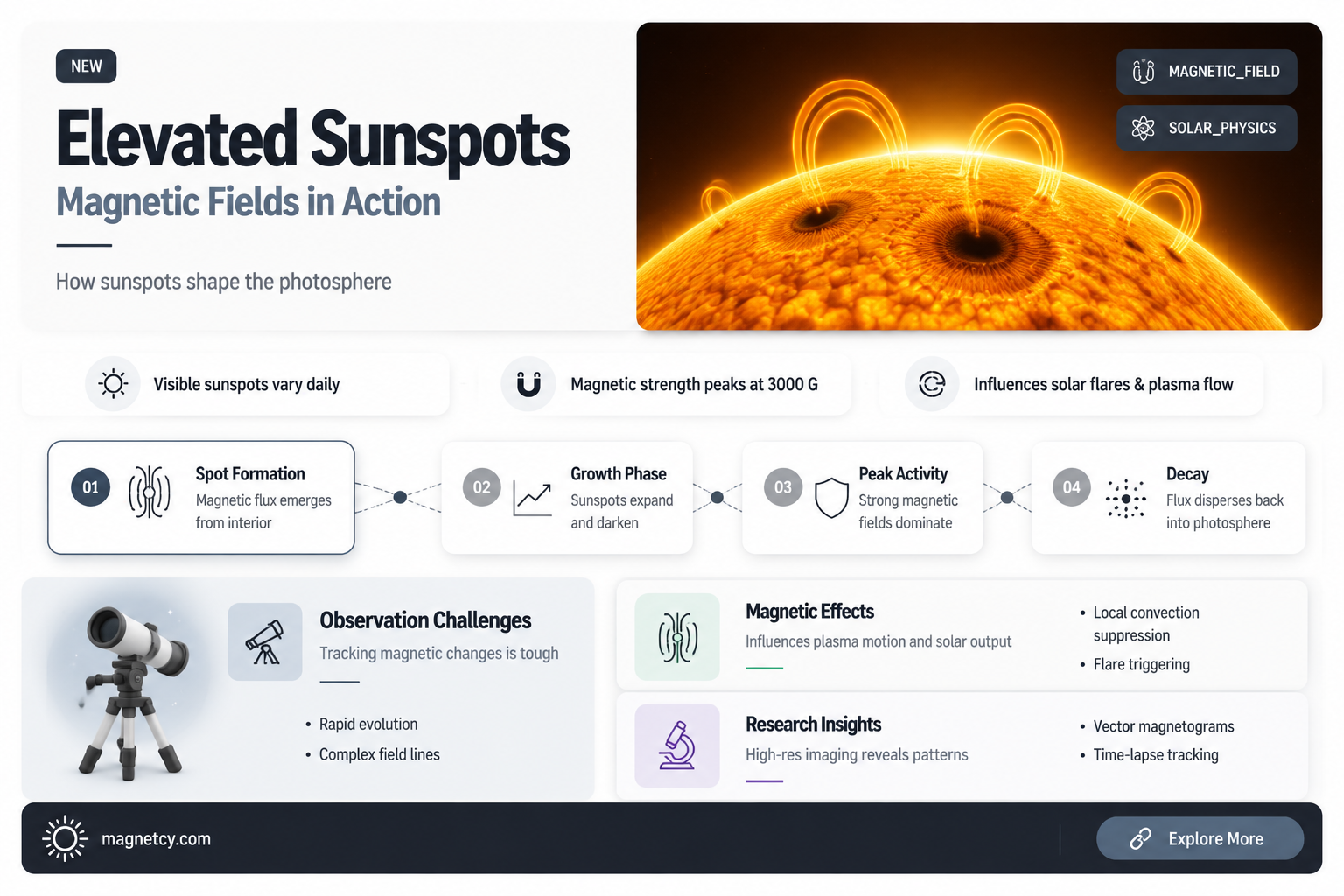 are sunspots lifted above photosphere because of magnetic fields