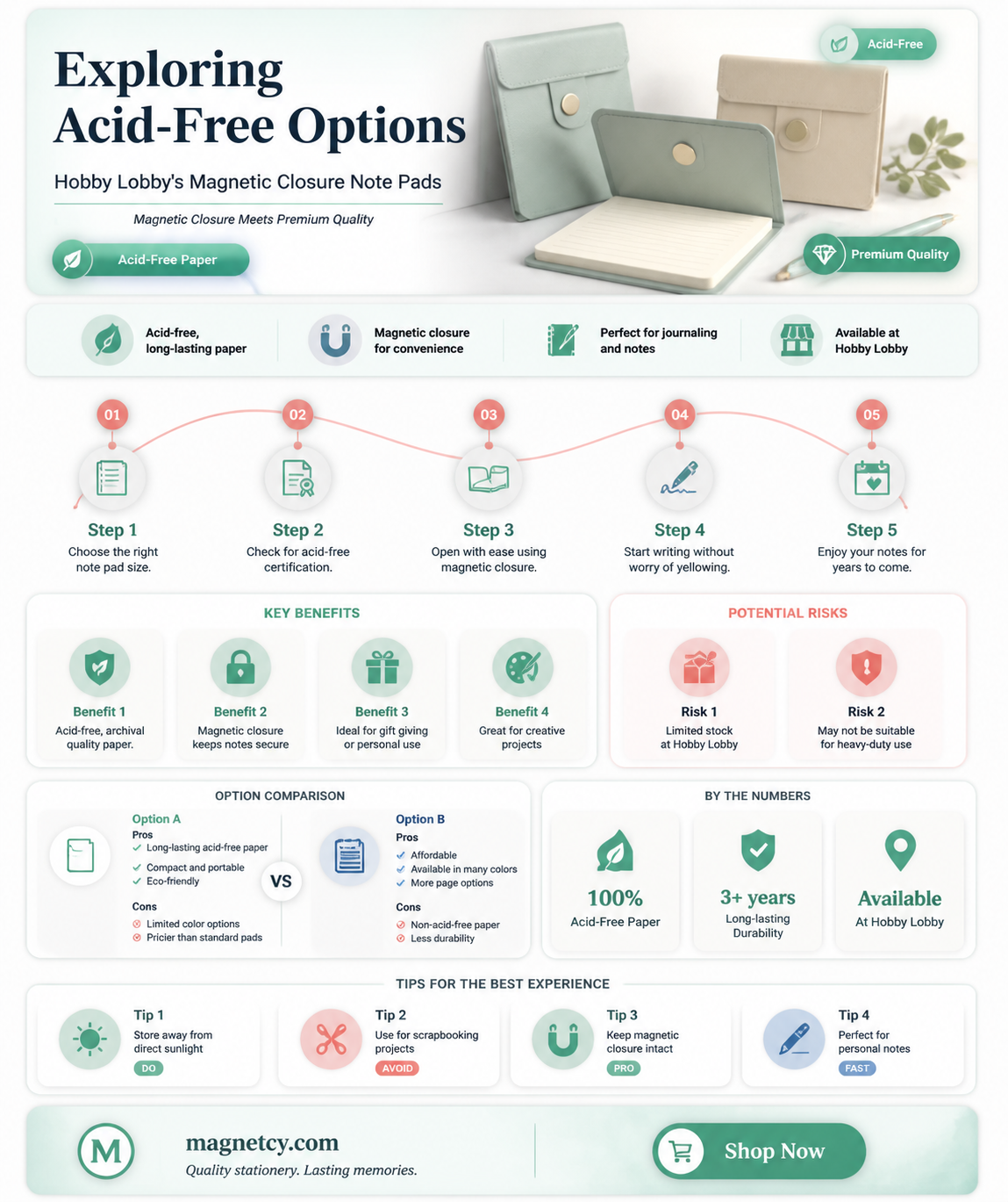 are hobby lobby magnetic closure note pads acid free