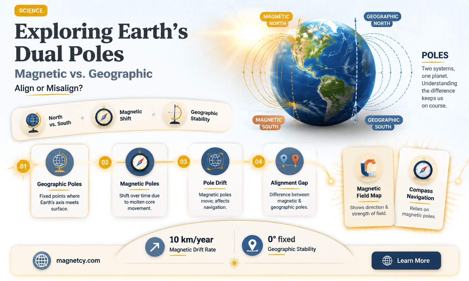 are the magnetic poles the same as the geogrphic poles