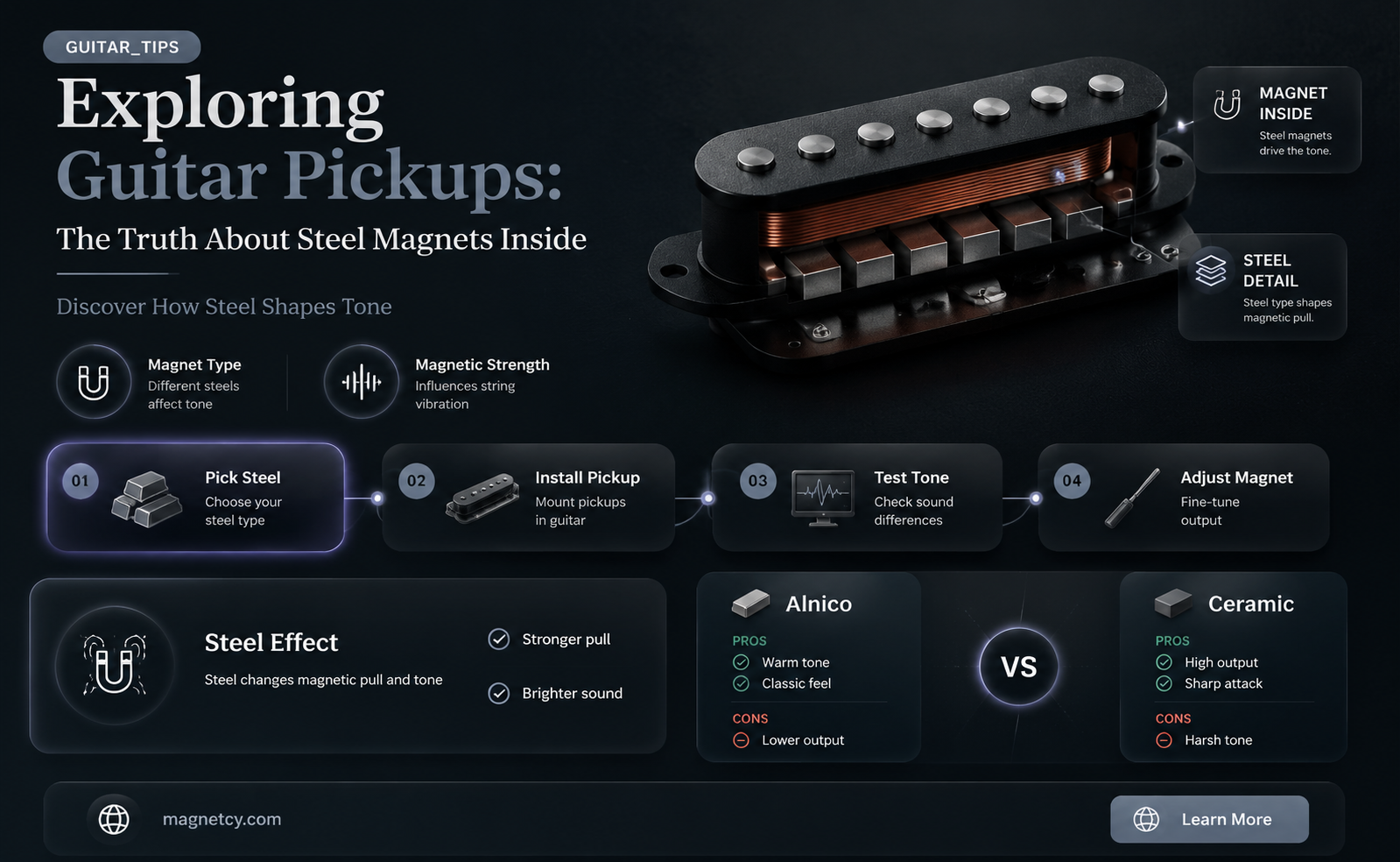 are there steel magnets in guitar pickups
