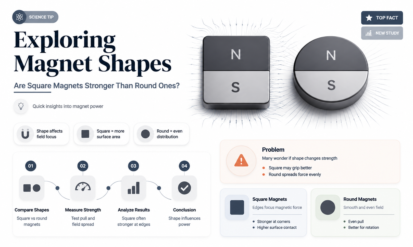 are square magnets stronger than round magnets