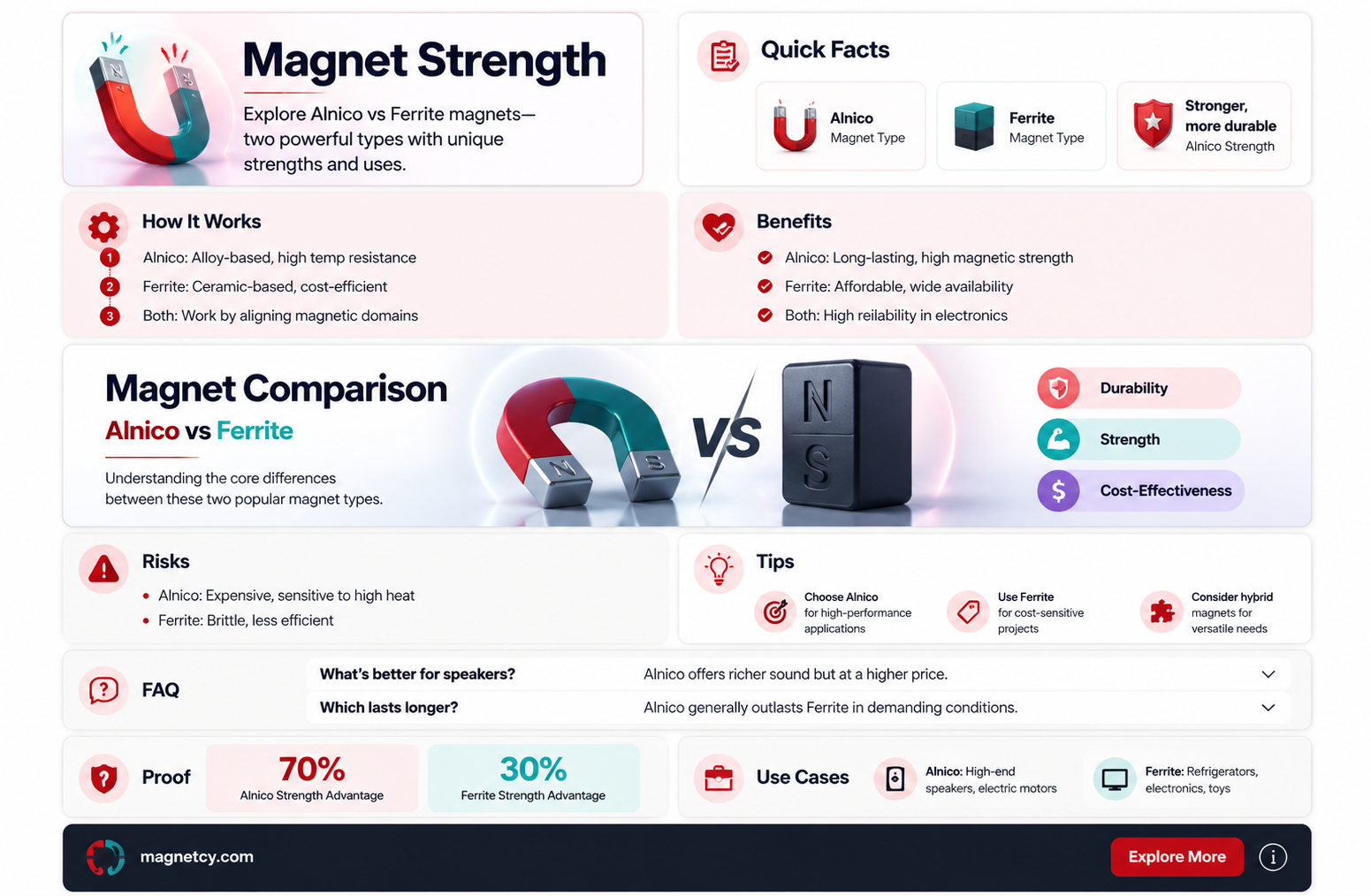 are alnico magnets more powerful than ferrite