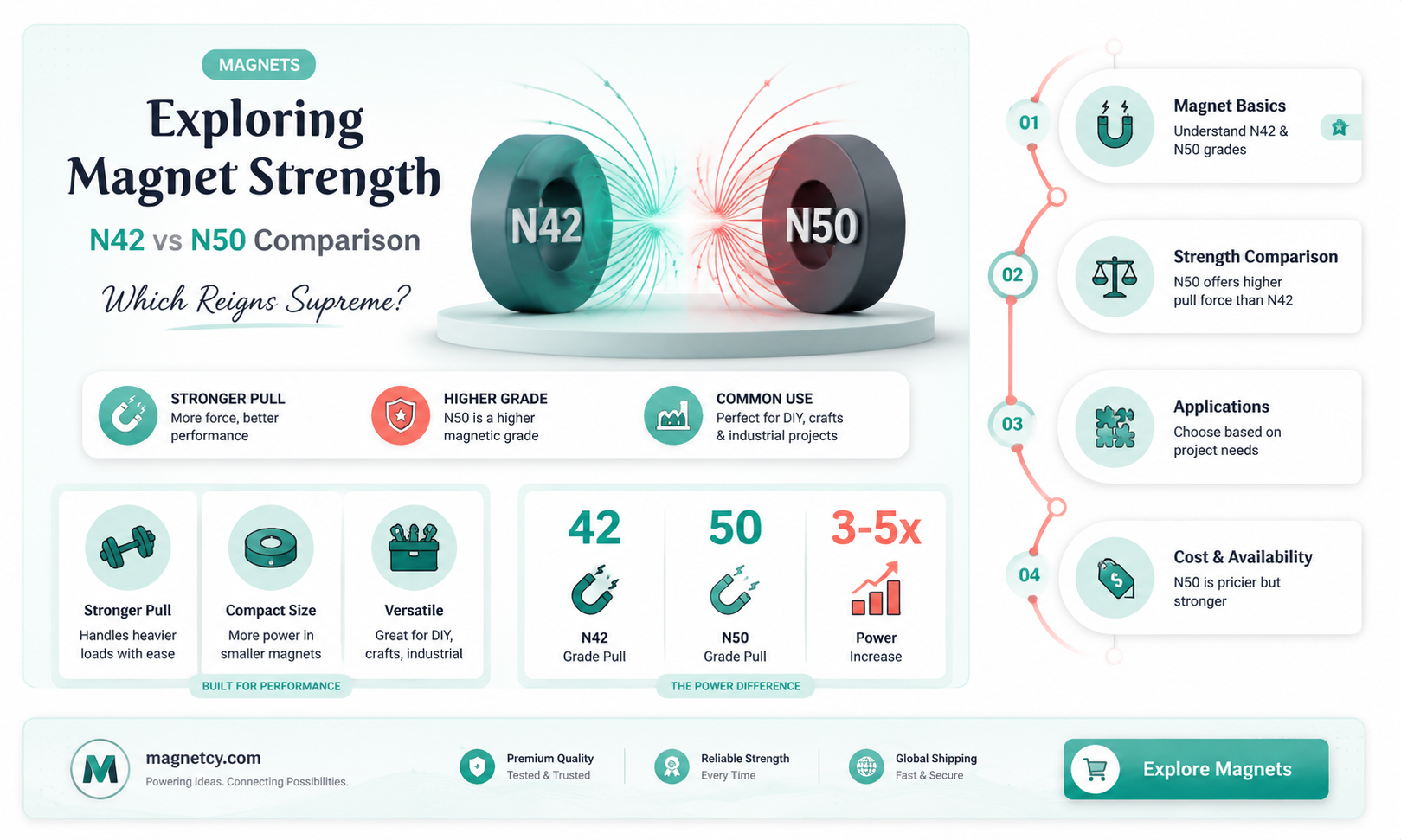 are n42 magnets stronger than n50 magnets