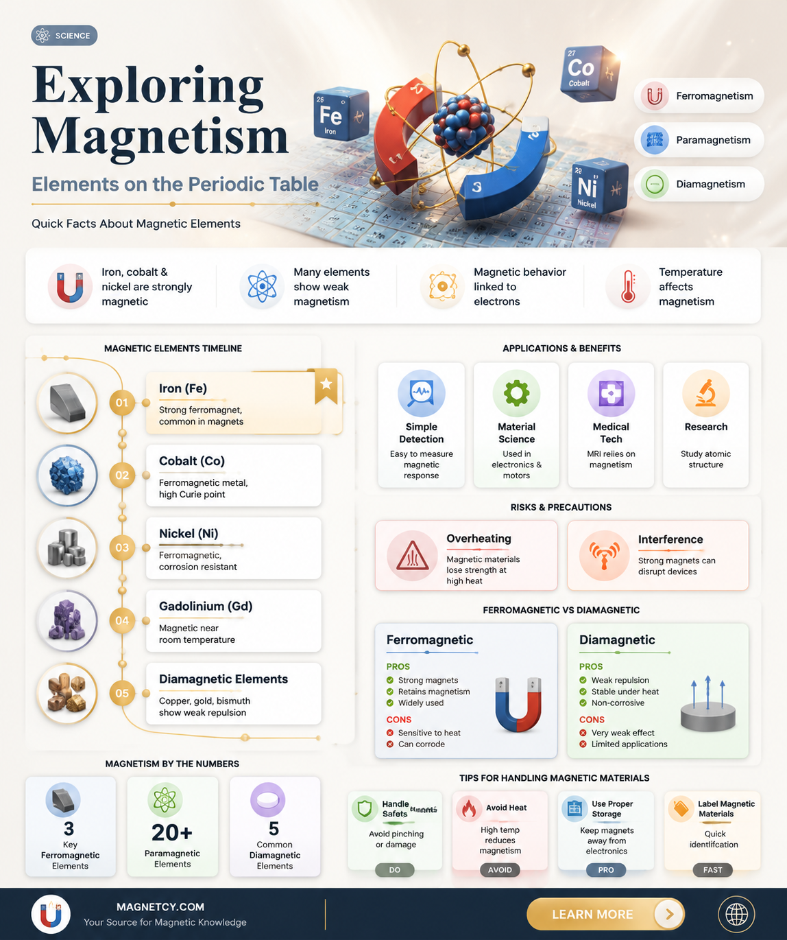 are magnetic elements in certain places on the periodic table