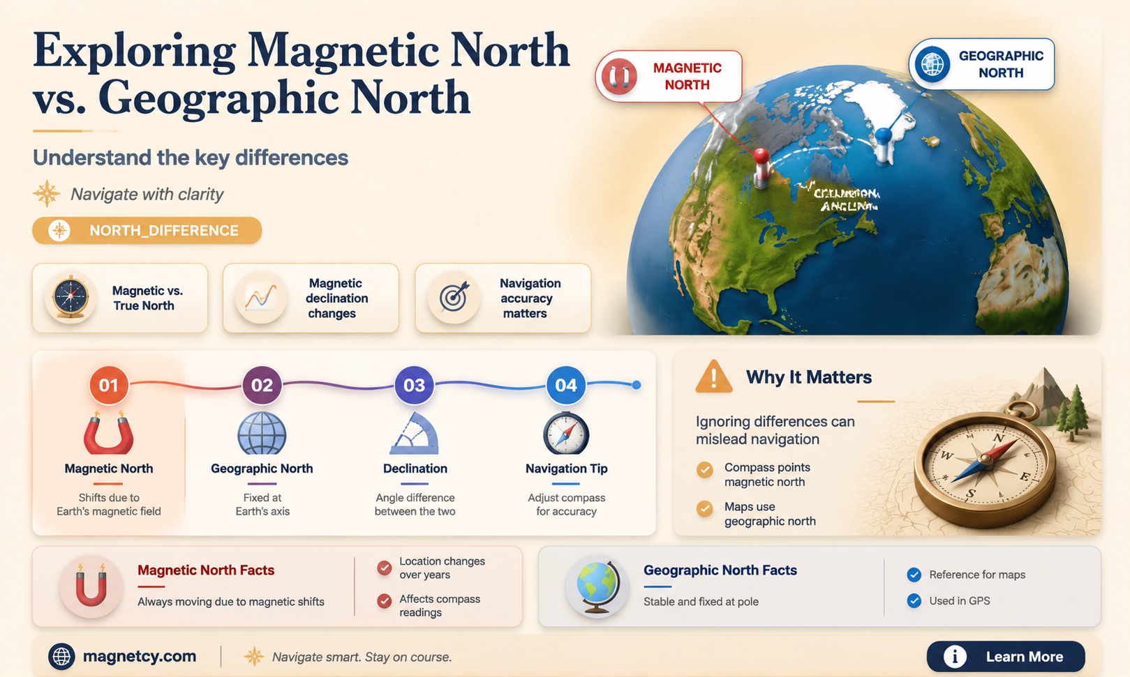 are magnetic north and geographic north the same