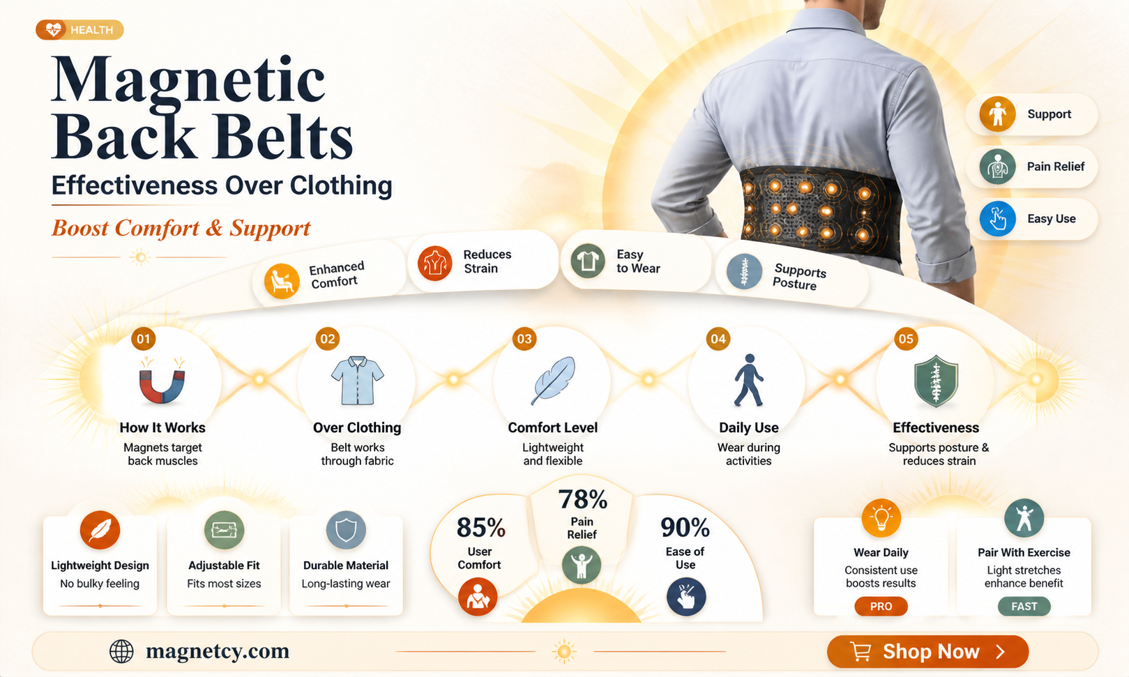 are magnetic back belts effective if worn over clothing