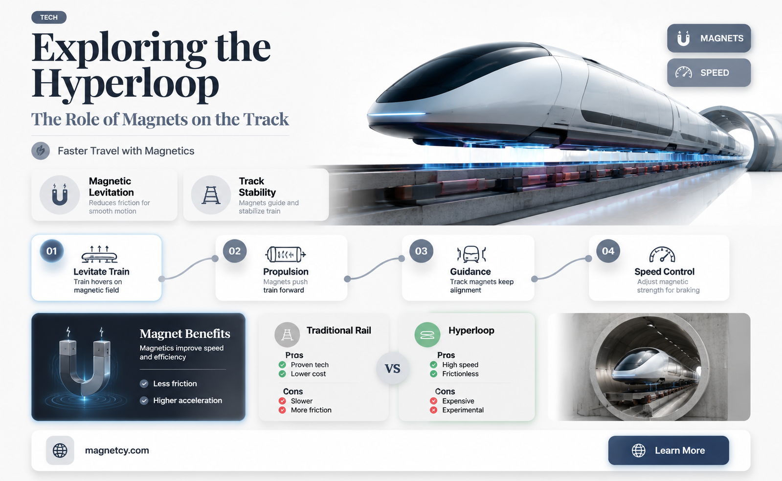 are there magnets on the hyperloop track