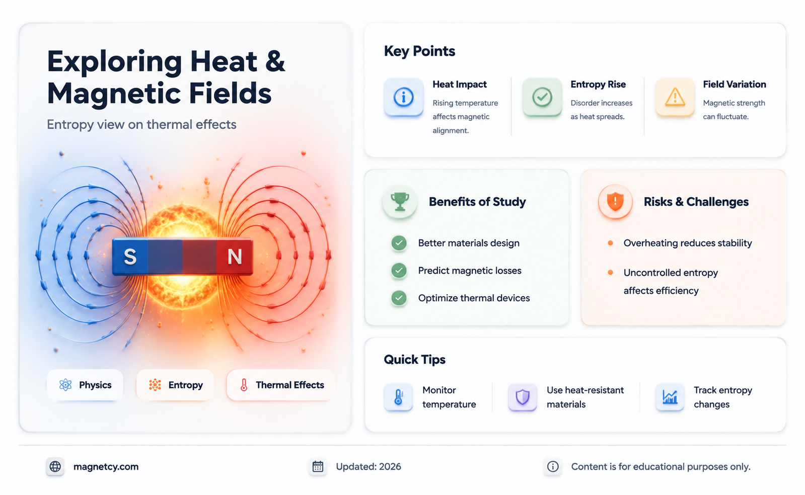 are magnetic fields weaker in heat bc of entropy