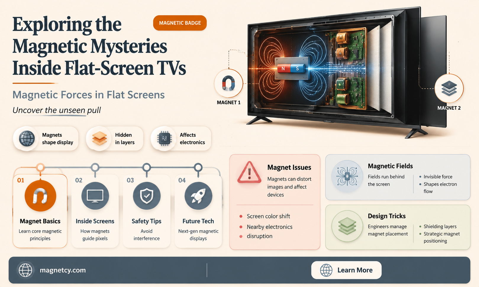 are there magnets in flat screen tvs
