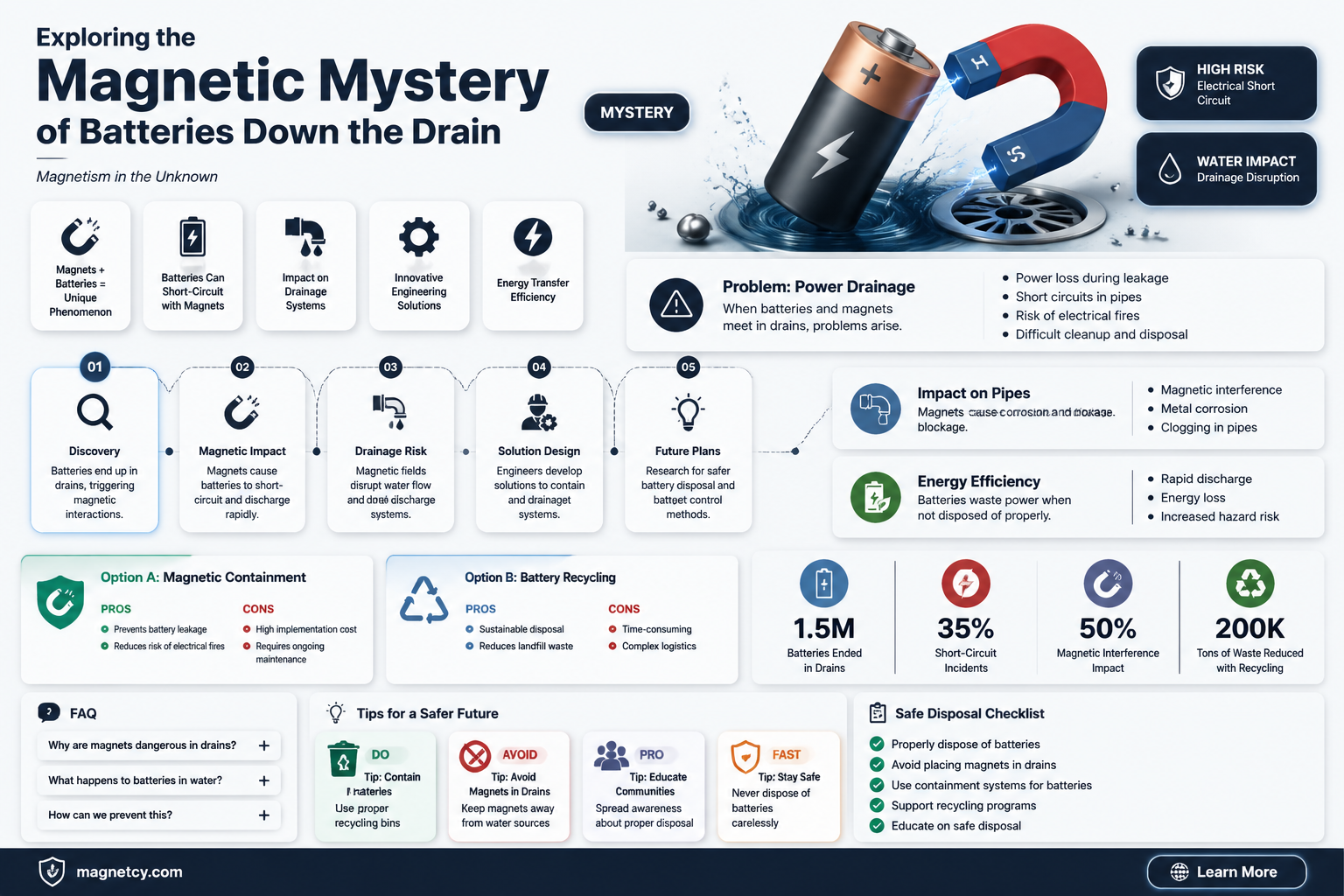 are batteries magnetic went down sink drain