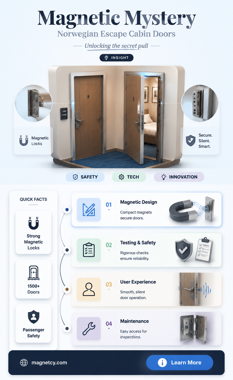 are the cabin doors on the norweign escape magnetic