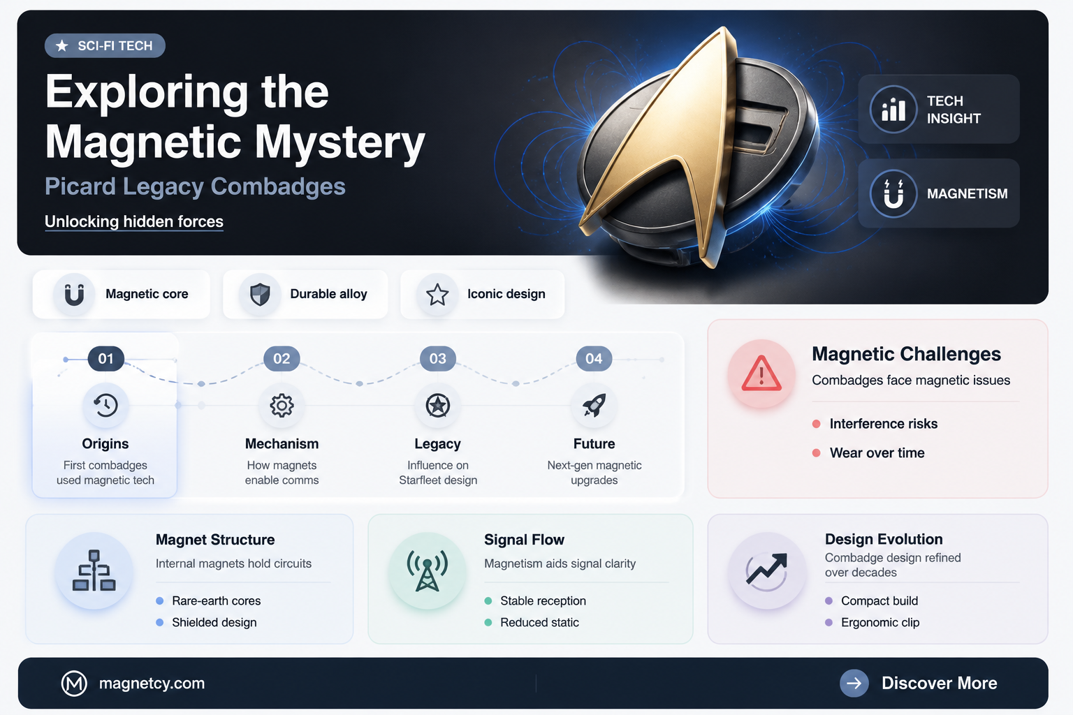 are the combadges in picard legacy magnetic