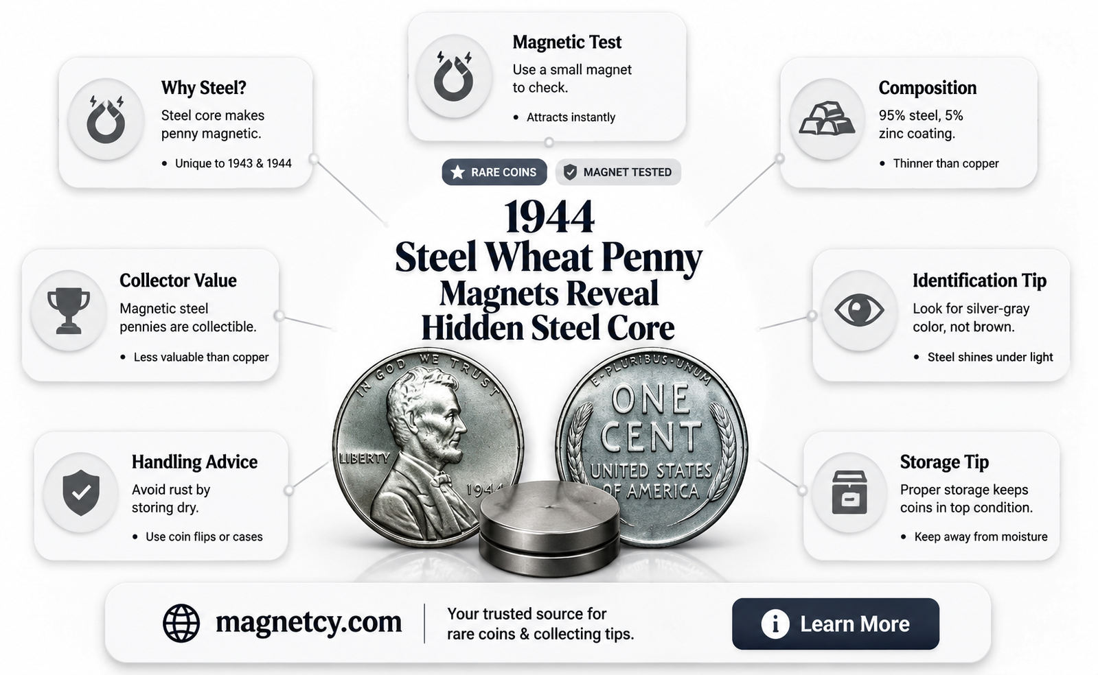 are the 1944 steel wheat penny magnetic