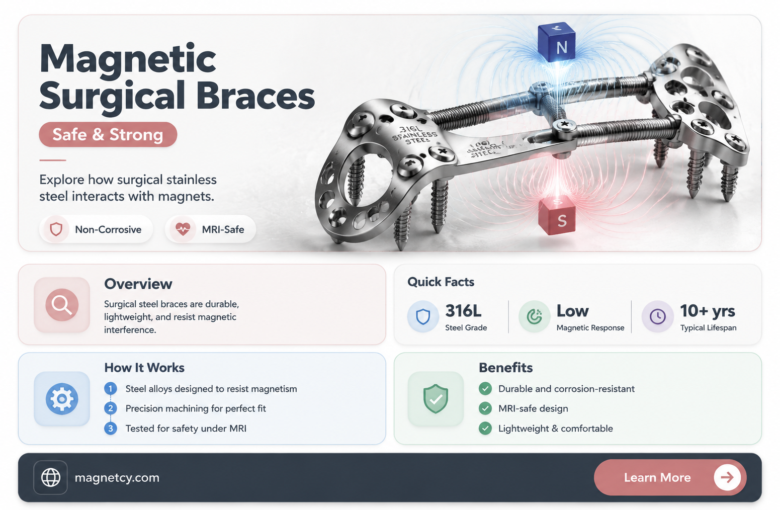 are surgical stainless steel bone braces magnetic