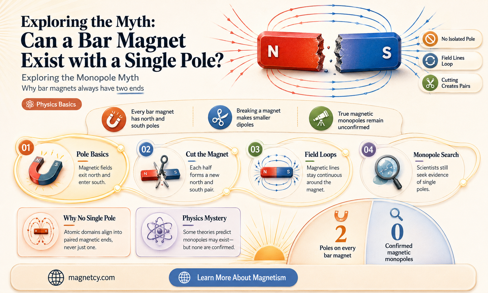 can a bar magnet have only one pole