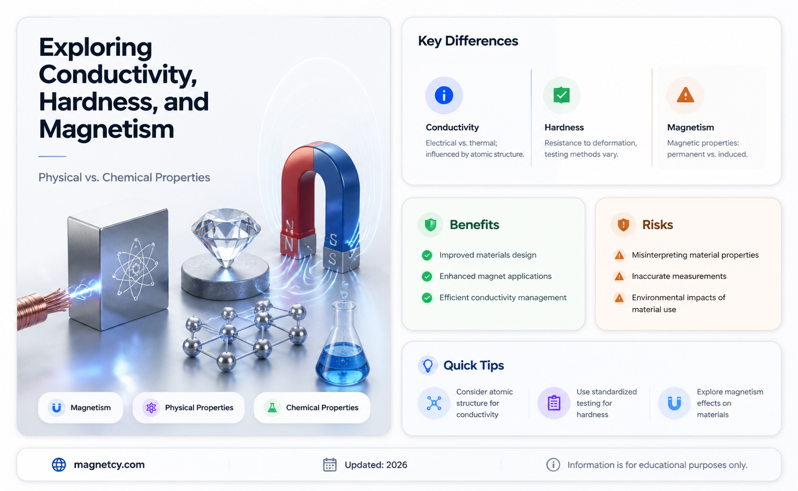 are conductivity hardness and magnetism physical or chemical properties