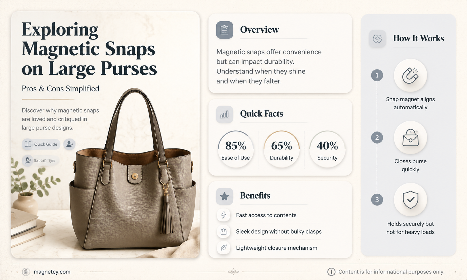 are magnetic snaps on big purses good